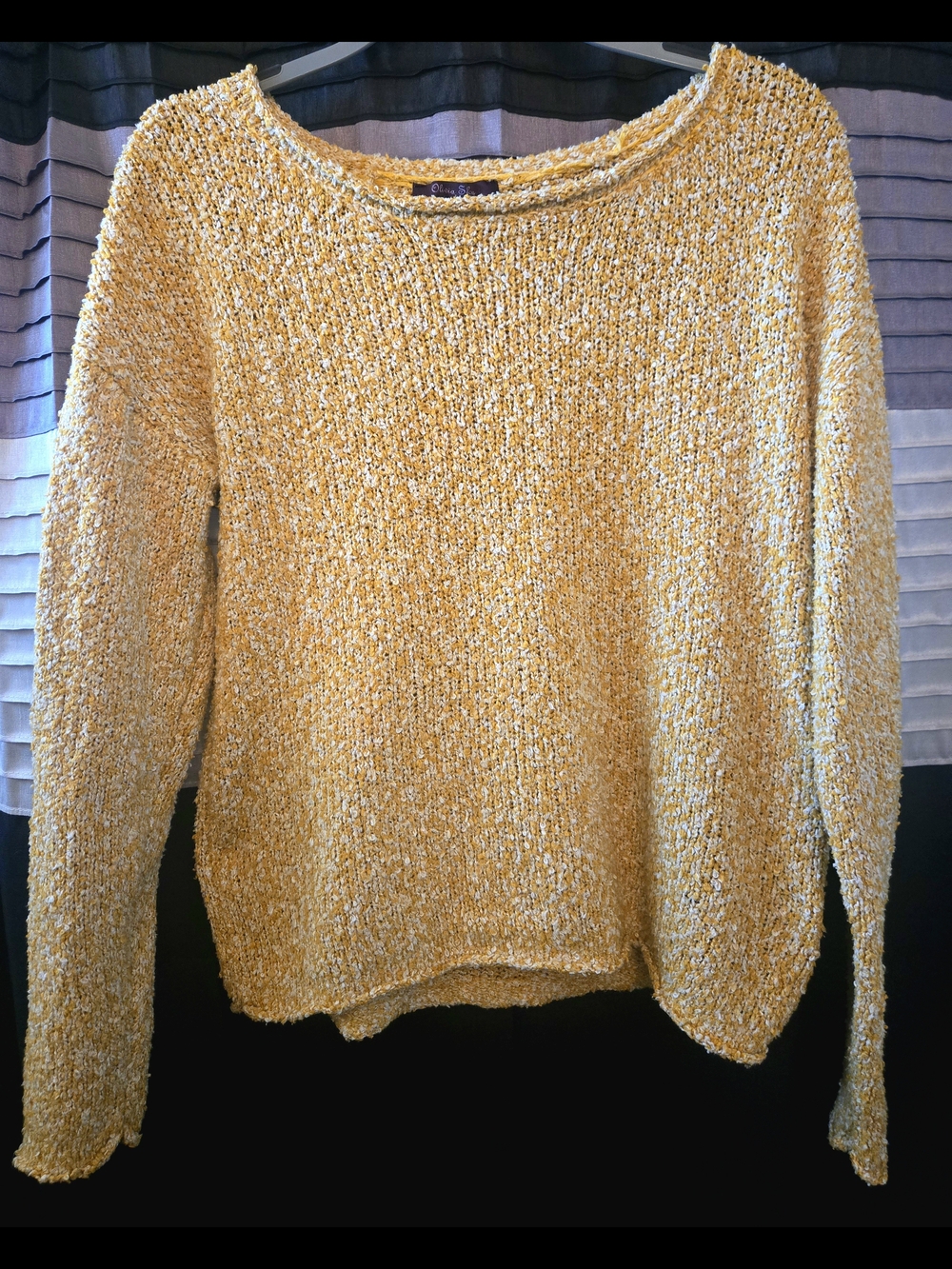 Olivia Sky Textured Yellow Crewneck Sweater